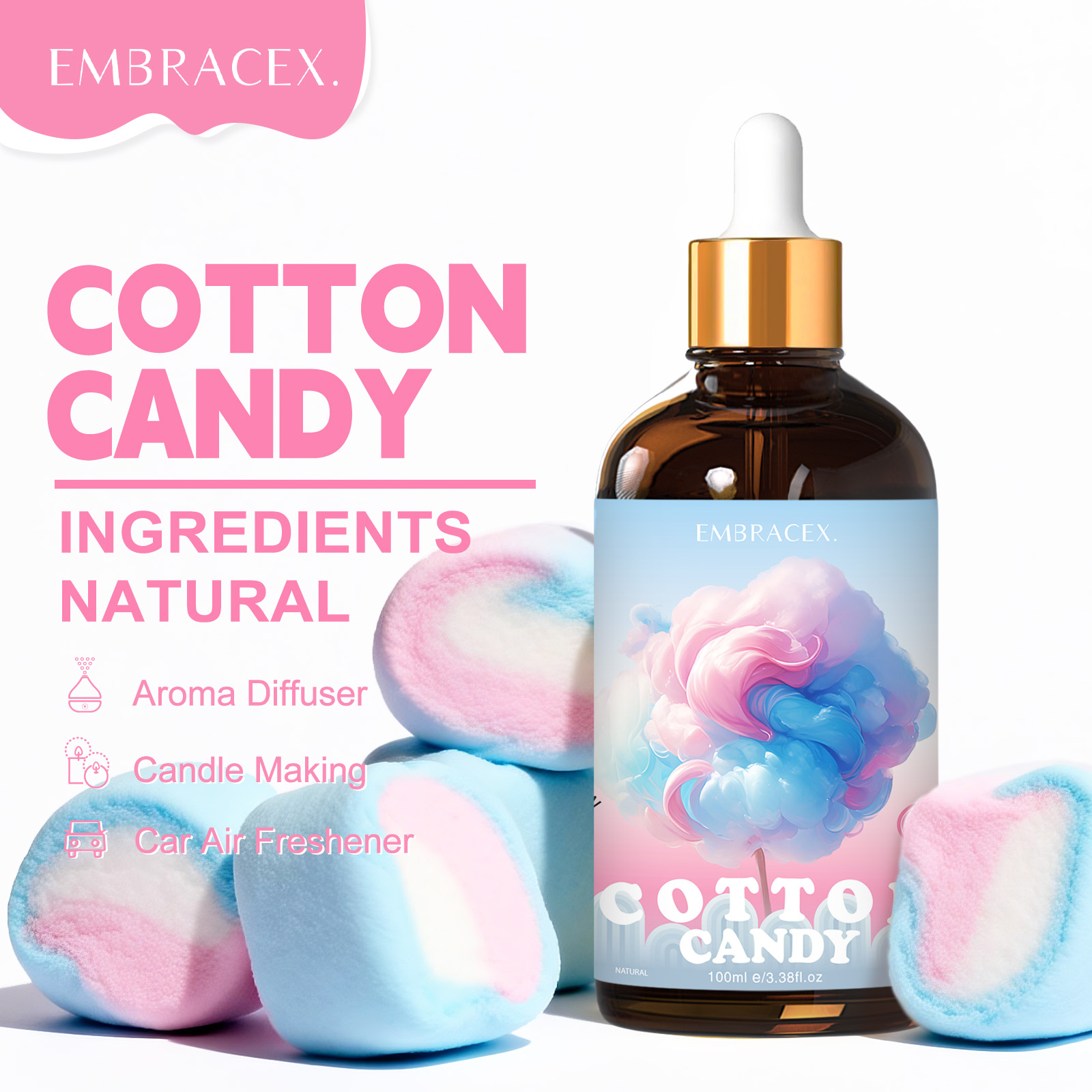 Candle Making Oil Scents - น้ำมันหอมระเหยคอตตอนแคนดี้ 100 มล. สำหรับทำเทียนหอม มอบเป็นของขวัญให้เพื่อน กลิ่นหอมหวาน