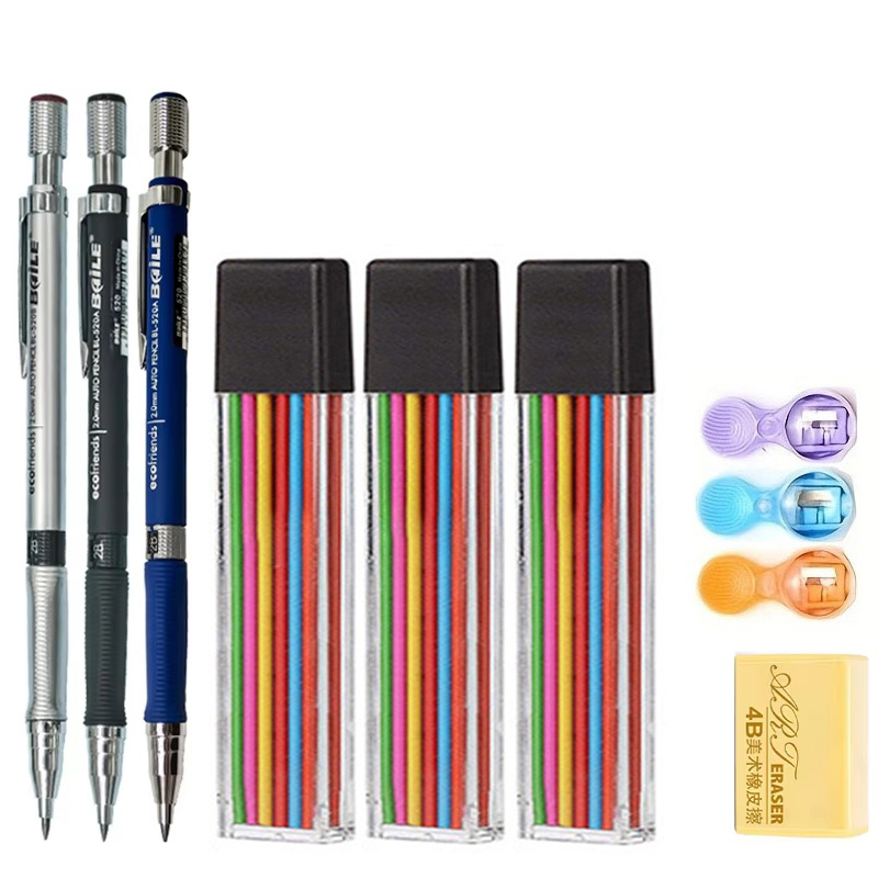 Staedtler Pencil Lumocolor - ชุดดินสอกด 2.0 มม. พร้อมไส้ดินสอ 2B สีดำ/หลากสี