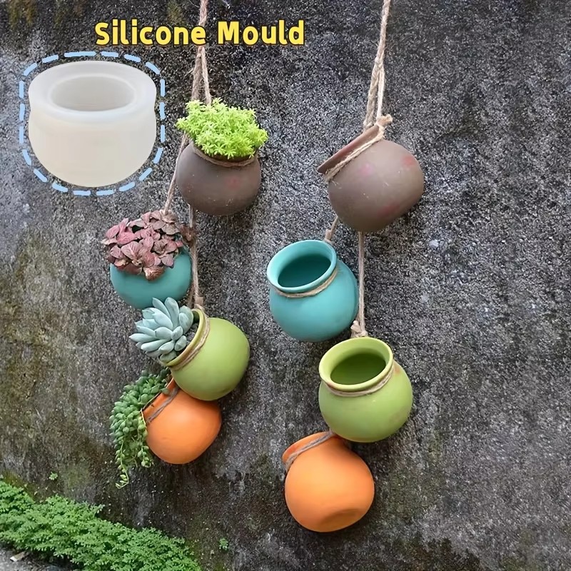 Candle Making Pot - แม่พิมพ์กระถางดอกไม้ซิลิโคน, แม่พิมพ์เรซิน, แม่พิมพ์อีพ็อกซี่, แม่พิมพ์เทียนหอม, กระถางดอกไม้ขนาดเล็ก, กระถางดอกไม้แขวนผนัง,
