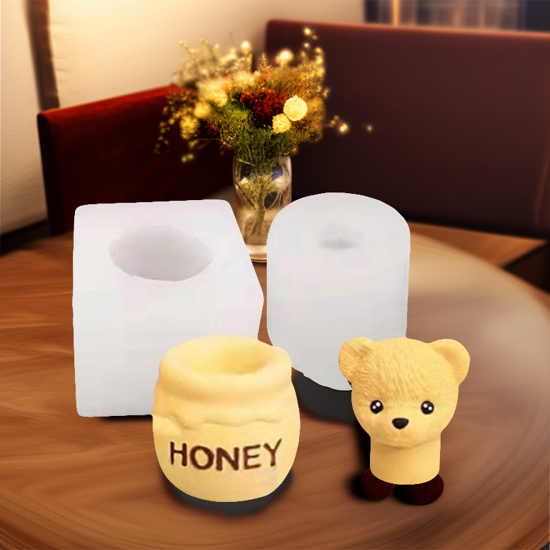 Candle Making Jug - 1 ชิ้น, เทียนอโรมาเธอราพีรูปหมีเท็ดดี้, แม่พิมพ์หมีโง่เขลา, กระป๋องน้ำผึ้งรูปหมีทำมือ, เทียนยิปซั่ม,