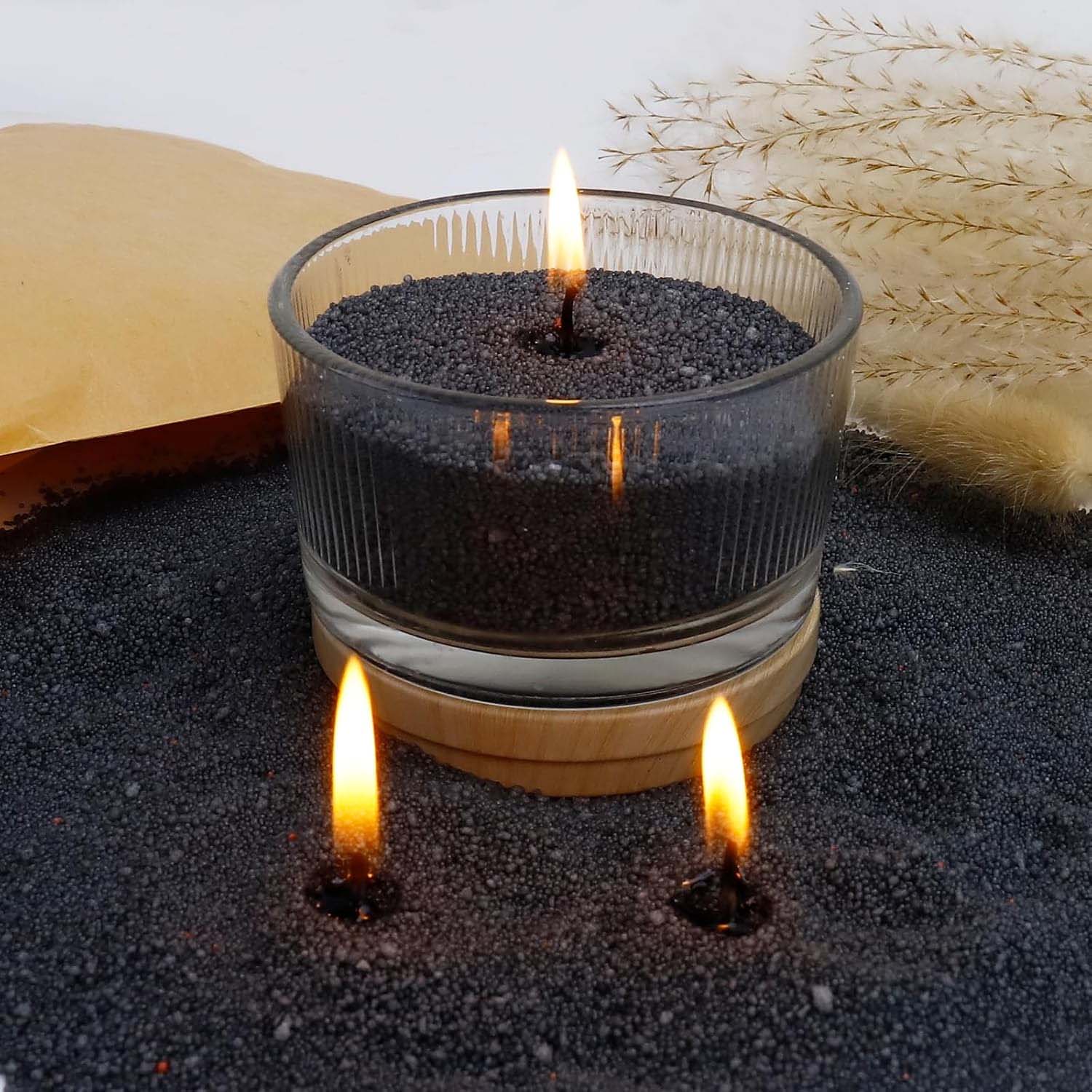 Candle Making Reno - ทรายเทียนสีดำพร้อมไส้เทียน 200 กรัม พร้อมไส้เทียน 10 ชิ้น